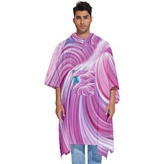 Pink Water Waves Men s Hooded Rain Ponchos