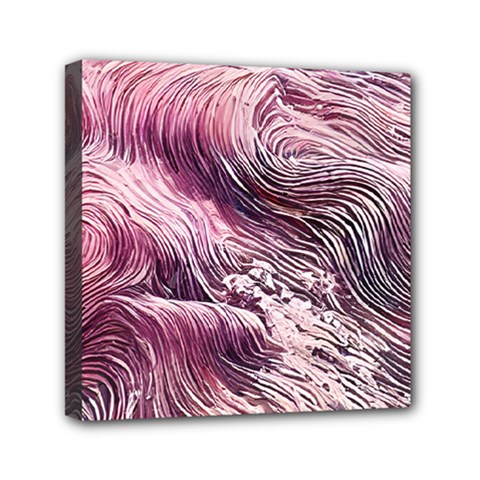 Abstract Pink Ocean Waves Mini Canvas 6  X 6  (stretched) by GardenOfOphir