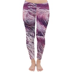 Abstract Pink Ocean Waves Classic Winter Leggings by GardenOfOphir