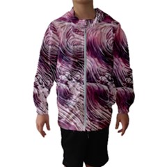 Abstract Pink Ocean Waves Kids  Hooded Windbreaker by GardenOfOphir