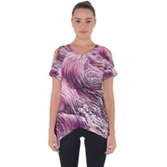 Abstract Pink Ocean Waves Cut Out Side Drop Tee by GardenOfOphir