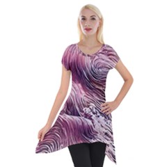 Abstract Pink Ocean Waves Short Sleeve Side Drop Tunic by GardenOfOphir