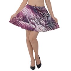 Abstract Pink Ocean Waves Velvet Skater Skirt by GardenOfOphir