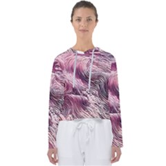 Abstract Pink Ocean Waves Women s Slouchy Sweat by GardenOfOphir