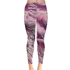 Abstract Pink Ocean Waves Inside Out Leggings by GardenOfOphir