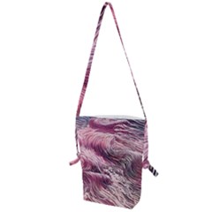 Abstract Pink Ocean Waves Folding Shoulder Bag by GardenOfOphir