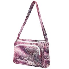 Abstract Pink Ocean Waves Front Pocket Crossbody Bag by GardenOfOphir