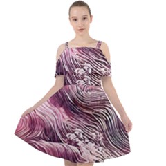 Abstract Pink Ocean Waves Cut Out Shoulders Chiffon Dress by GardenOfOphir