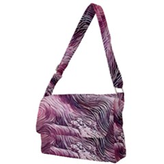 Abstract Pink Ocean Waves Full Print Messenger Bag (l)