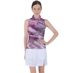 Abstract Pink Ocean Waves Women s Sleeveless Polo Tee by GardenOfOphir