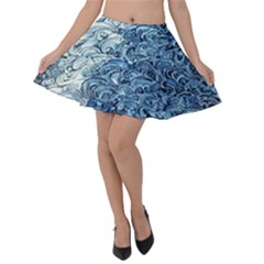 Waves Of The Ocean Velvet Skater Skirt by GardenOfOphir