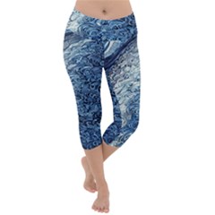 Waves Of The Ocean Lightweight Velour Capri Yoga Leggings by GardenOfOphir