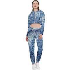 Waves Of The Ocean Cropped Zip Up Lounge Set by GardenOfOphir