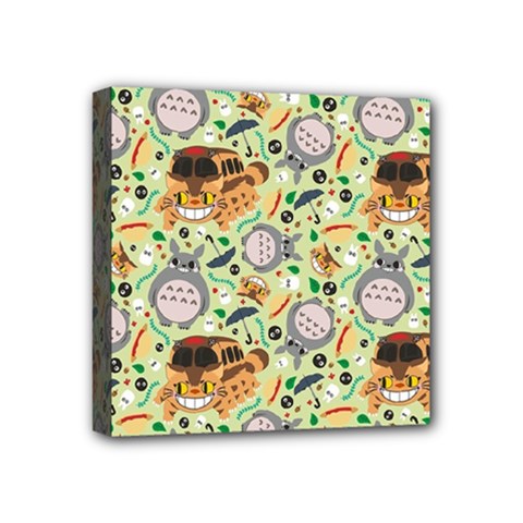 My Neighbor Totoro Pattern Mini Canvas 4  X 4  (stretched)