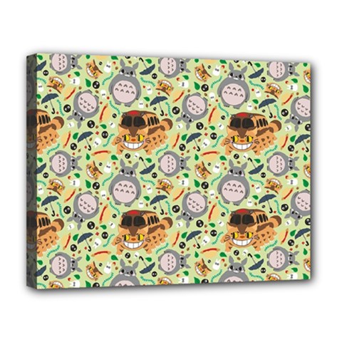 My Neighbor Totoro Pattern Canvas 14  X 11  (stretched)