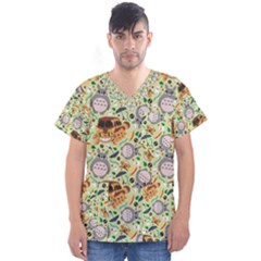 My Neighbor Totoro Pattern Men s V-neck Scrub Top