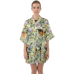 My Neighbor Totoro Pattern Half Sleeve Satin Kimono 