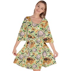 My Neighbor Totoro Pattern Velour Kimono Dress