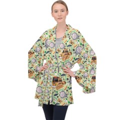 My Neighbor Totoro Pattern Long Sleeve Velvet Kimono 