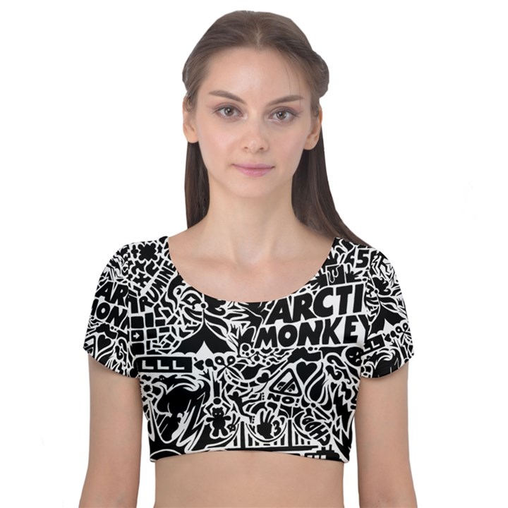 Arctic Monkeys Velvet Short Sleeve Crop Top 