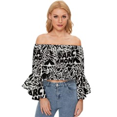 Arctic Monkeys Off Shoulder Flutter Bell Sleeve Top