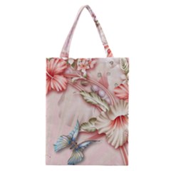 Glory Floral Exotic Butterfly Exquisite Fancy Pink Flowers Classic Tote Bag by Jancukart