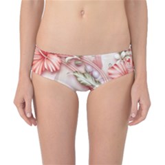 Glory Floral Exotic Butterfly Exquisite Fancy Pink Flowers Classic Bikini Bottoms