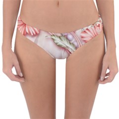 Glory Floral Exotic Butterfly Exquisite Fancy Pink Flowers Reversible Hipster Bikini Bottoms