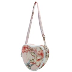 Glory Floral Exotic Butterfly Exquisite Fancy Pink Flowers Heart Shoulder Bag by Jancukart