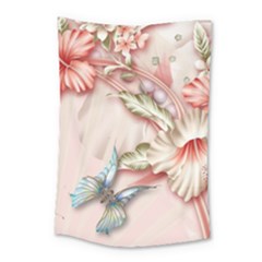 Glory Floral Exotic Butterfly Exquisite Fancy Pink Flowers Small Tapestry