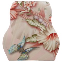 Glory Floral Exotic Butterfly Exquisite Fancy Pink Flowers Car Seat Velour Cushion 