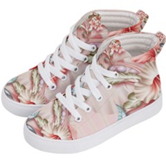 Glory Floral Exotic Butterfly Exquisite Fancy Pink Flowers Kids  Hi-top Skate Sneakers by Jancukart