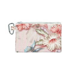 Glory Floral Exotic Butterfly Exquisite Fancy Pink Flowers Canvas Cosmetic Bag (small) by Jancukart