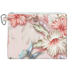 Glory Floral Exotic Butterfly Exquisite Fancy Pink Flowers Canvas Cosmetic Bag (xxl) by Jancukart