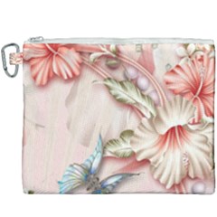 Glory Floral Exotic Butterfly Exquisite Fancy Pink Flowers Canvas Cosmetic Bag (xxxl) by Jancukart