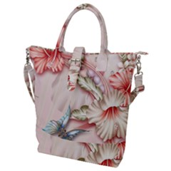 Glory Floral Exotic Butterfly Exquisite Fancy Pink Flowers Buckle Top Tote Bag