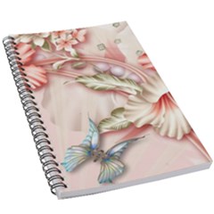 Glory Floral Exotic Butterfly Exquisite Fancy Pink Flowers 5 5  X 8 5  Notebook by Jancukart