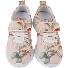 Glory Floral Exotic Butterfly Exquisite Fancy Pink Flowers Kids  Velcro Strap Shoes by Jancukart