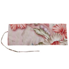 Glory Floral Exotic Butterfly Exquisite Fancy Pink Flowers Roll Up Canvas Pencil Holder (s) by Jancukart