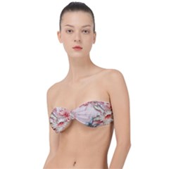 Glory Floral Exotic Butterfly Exquisite Fancy Pink Flowers Classic Bandeau Bikini Top 