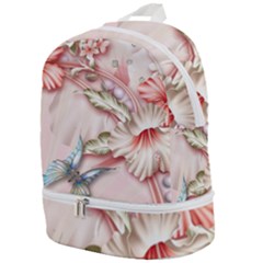 Glory Floral Exotic Butterfly Exquisite Fancy Pink Flowers Zip Bottom Backpack by Jancukart