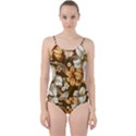 White And Yellow Floral Lilies Background Surface Cut Out Top Tankini Set View1