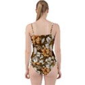 White And Yellow Floral Lilies Background Surface Cut Out Top Tankini Set View2