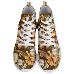 White And Yellow Floral Lilies Background Surface Men s Lightweight High Top Sneakers by Jancukart