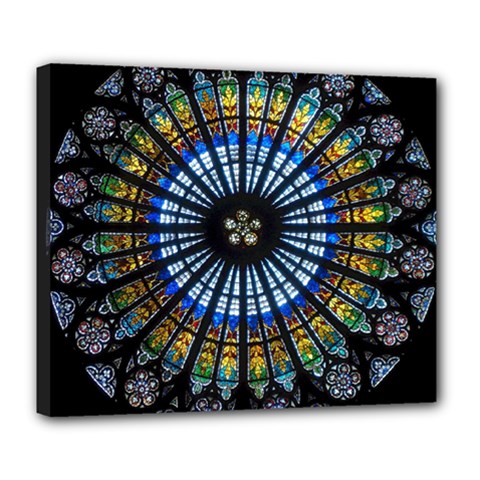 Mandala Floral Wallpaper Rose Window Strasbourg Cathedral France Deluxe Canvas 24  X 20  (stretched)