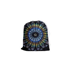 Mandala Floral Wallpaper Rose Window Strasbourg Cathedral France Drawstring Pouch (xs) by Jancukart