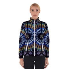 Mandala Floral Wallpaper Rose Window Strasbourg Cathedral France Women s Bomber Jacket