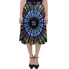 Mandala Floral Wallpaper Rose Window Strasbourg Cathedral France Classic Midi Skirt