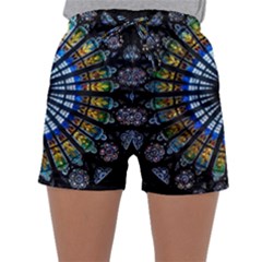 Mandala Floral Wallpaper Rose Window Strasbourg Cathedral France Sleepwear Shorts