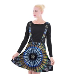 Mandala Floral Wallpaper Rose Window Strasbourg Cathedral France Suspender Skater Skirt